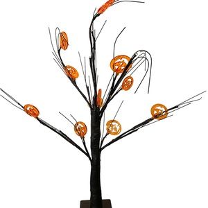 Heceltt Halloween Tabletop Tree Lights, Trees with Pumpkin, set of 2, battery